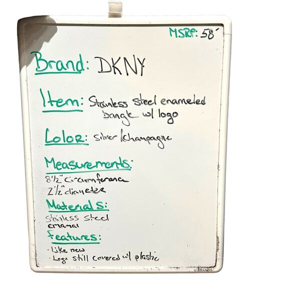 DKNY  - Stainless Steel Enameled Bangle Bracelet with Logo Plate, EUC - Picture 7 of 12